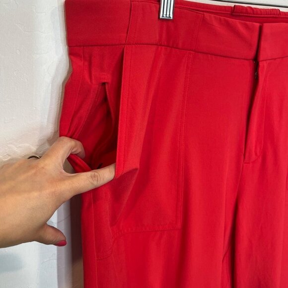 NWT Athleta tribeca Utility Crop Red pants Size 16 Stretchy athletic work cuffed - Picture 7 of 11